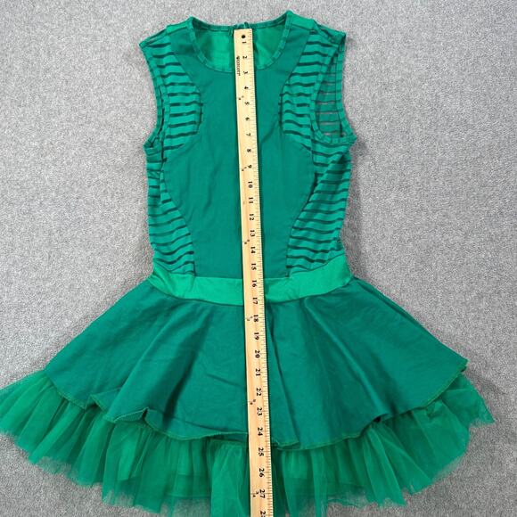 Kelle Green Leotard Dance Costume Size Small Adult Tulle Sleeveless Recital - Picture 2 of 9